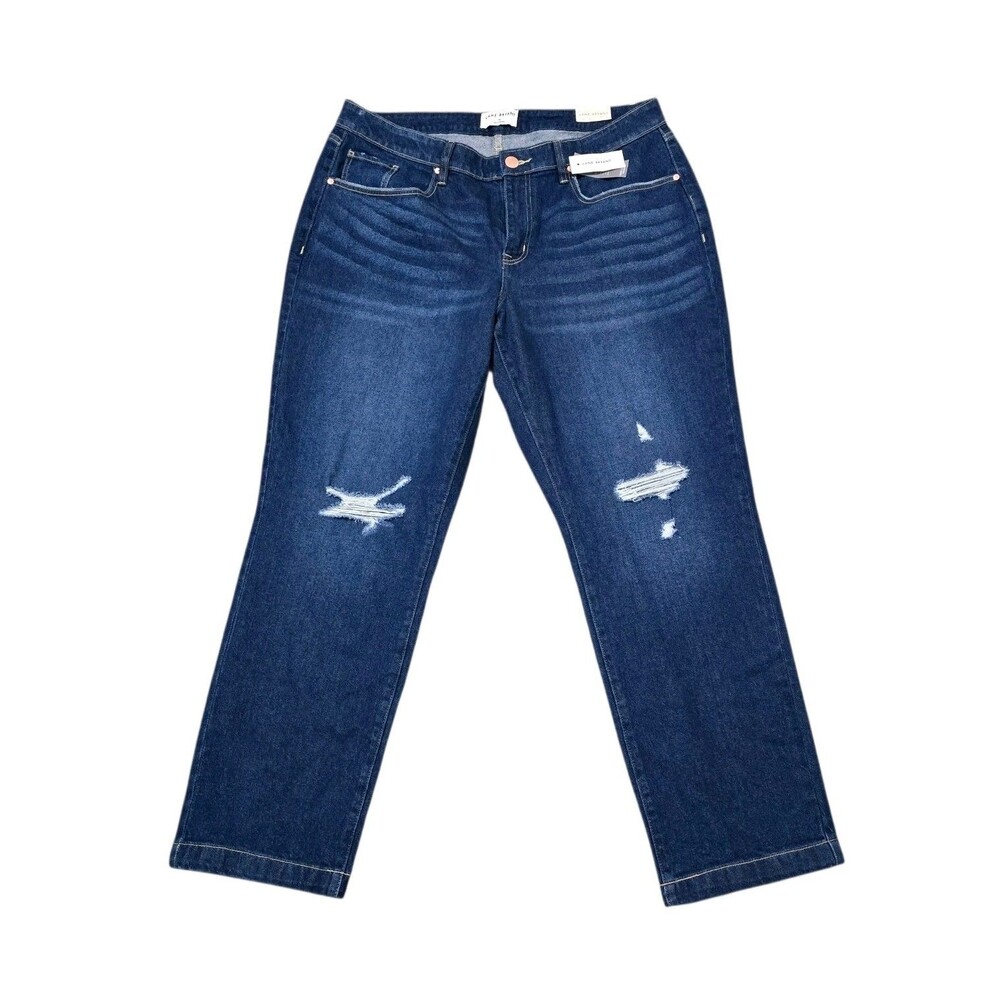 Lane Bryant Jeans Signature Fit Slim Straight Womens Size 18L  Distressed Ankle